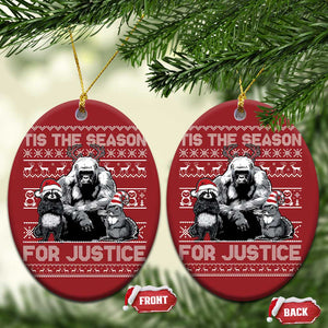 Tis The Season For Justice Christmas Ornament Harambe Peanut Fred Xmas TS11 Oval Red Print Your Wear