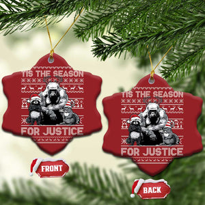 Tis The Season For Justice Christmas Ornament Harambe Peanut Fred Xmas TS11 Snow Flake Red Print Your Wear