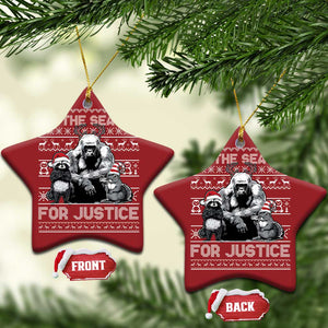 Tis The Season For Justice Christmas Ornament Harambe Peanut Fred Xmas TS11 Star Red Print Your Wear