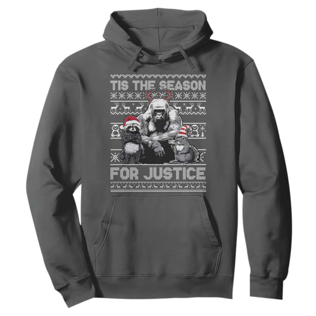 Tis The Season For Justice Hoodie Harambe Peanut Fred Christmas TS11 Dark Heather Print Your Wear