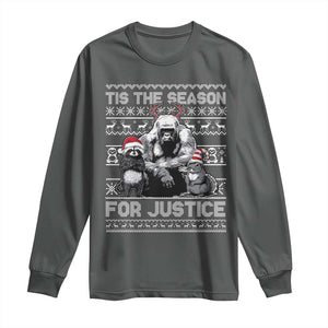 Tis The Season For Justice Long Sleeve Shirt Harambe Peanut Fred Christmas TS11 Dark Heather Print Your Wear