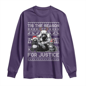 Tis The Season For Justice Long Sleeve Shirt Harambe Peanut Fred Christmas TS11 Purple Print Your Wear