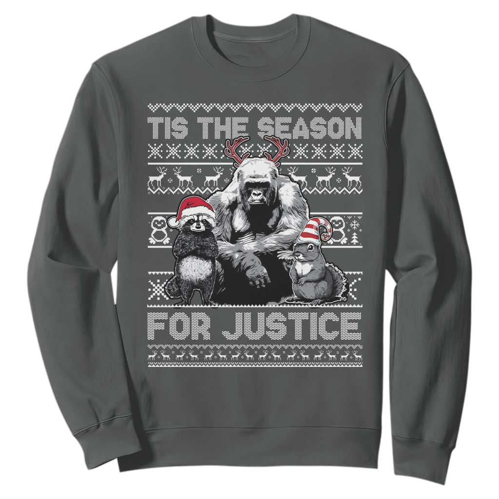 Tis The Season For Justice Sweatshirt Harambe Peanut Fred Christmas TS11 Dark Heather Print Your Wear