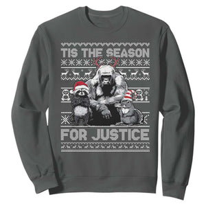 Tis The Season For Justice Sweatshirt Harambe Peanut Fred Christmas TS11 Dark Heather Print Your Wear