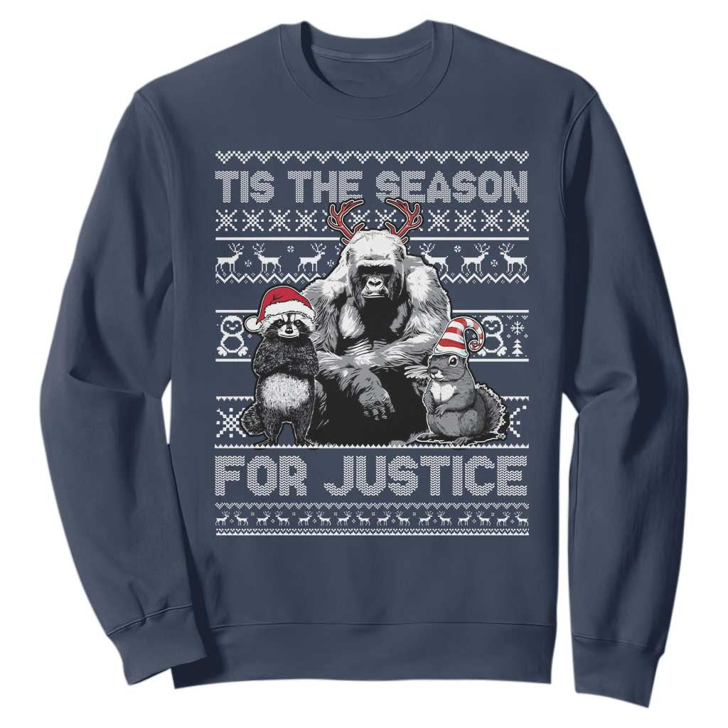 Tis The Season For Justice Sweatshirt Harambe Peanut Fred Christmas TS11 Navy Print Your Wear