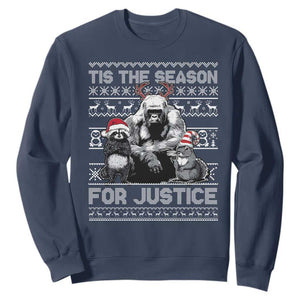 Tis The Season For Justice Sweatshirt Harambe Peanut Fred Christmas TS11 Navy Print Your Wear
