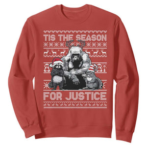 Tis The Season For Justice Sweatshirt Harambe Peanut Fred Christmas TS11 Red Print Your Wear