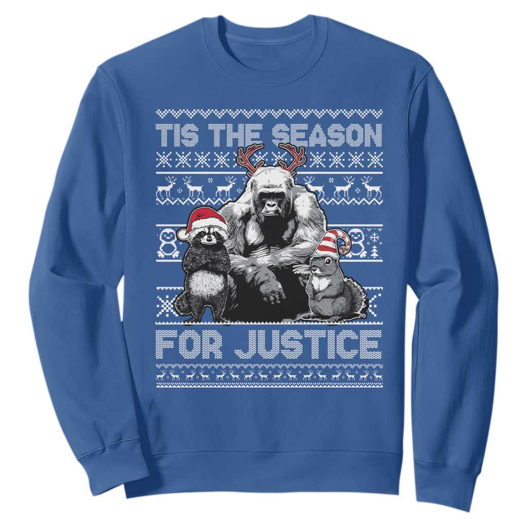 Tis The Season For Justice Sweatshirt Harambe Peanut Fred Christmas TS11 Royal Blue Print Your Wear