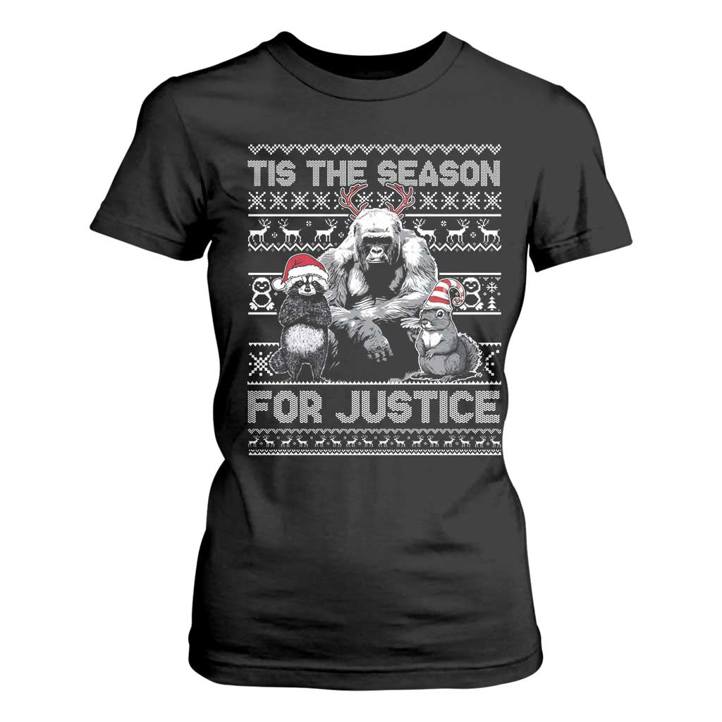 Tis The Season For Justice T Shirt For Women Harambe Peanut Fred Christmas TS11 Black Print Your Wear