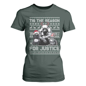 Tis The Season For Justice T Shirt For Women Harambe Peanut Fred Christmas TS11 Dark Forest Green Print Your Wear