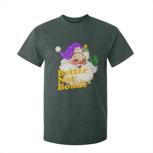 Funny Christmas Retro Cajun Louisiana Santa T Shirt For Kid Better Not Boude' New Orleans Saint Symbol TS11 Dark Forest Green Print Your Wear