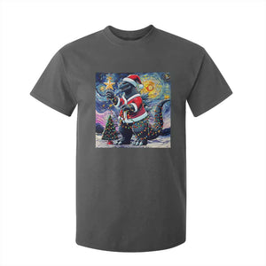 Funny Christmas Santa Godzilla Japanese Monster Starry Night T Shirt For Kid TS11 Dark Heather Print Your Wear