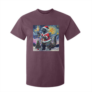 Funny Christmas Santa Godzilla Japanese Monster Starry Night T Shirt For Kid TS11 Maroon Print Your Wear