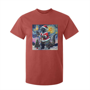 Funny Christmas Santa Godzilla Japanese Monster Starry Night T Shirt For Kid TS11 Red Print Your Wear