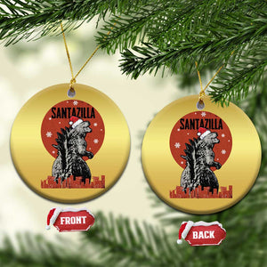 Funny Xmas Santa Godzilla Christmas Ornament Santazilla Japanese Monster TS11 Circle Gold Print Your Wear