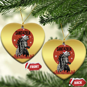 Funny Xmas Santa Godzilla Christmas Ornament Santazilla Japanese Monster TS11 Heart Gold Print Your Wear