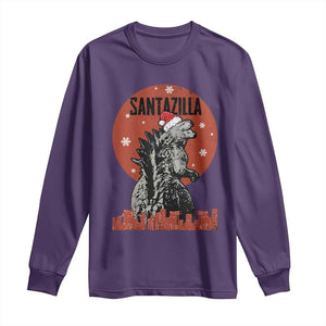 Funny Christmas Santa Godzilla Long Sleeve Shirt Santazilla Japanese Monster TS11 Purple Print Your Wear