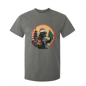 Funny Christmas Santa Godzilla Japanese Monster T Shirt For Kid TS11 Military Green Print Your Wear