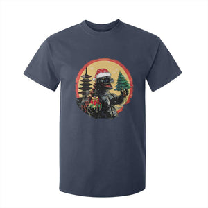 Funny Christmas Santa Godzilla Japanese Monster T Shirt For Kid TS11 Navy Print Your Wear