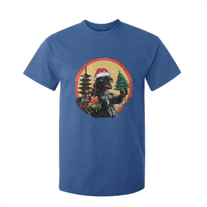 Funny Christmas Santa Godzilla Japanese Monster T Shirt For Kid TS11 Royal Blue Print Your Wear