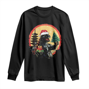 Funny Christmas Santa Godzilla Japanese Monster Long Sleeve Shirt TS11 Black Print Your Wear