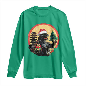 Funny Christmas Santa Godzilla Japanese Monster Long Sleeve Shirt TS11 Irish Green Print Your Wear