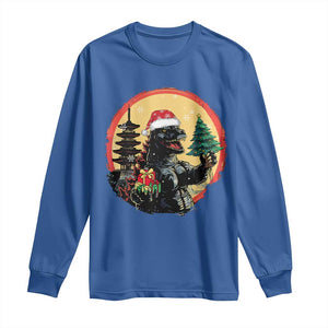 Funny Christmas Santa Godzilla Japanese Monster Long Sleeve Shirt TS11 Royal Blue Print Your Wear