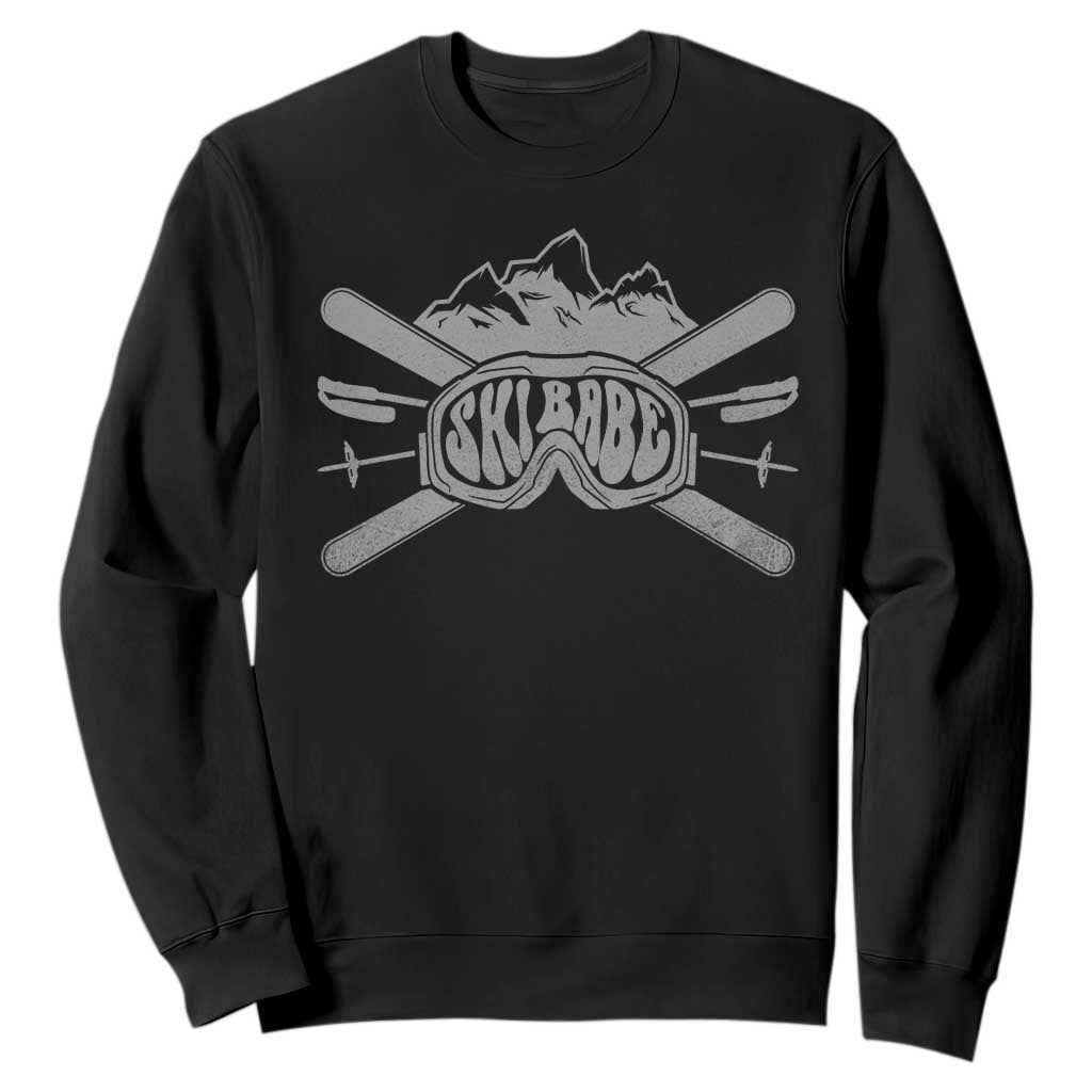 Funny Skiing Sweatshirt Ski Babe Goggles Snow Mountain Winter Sport TS11 Black Print Your Wear