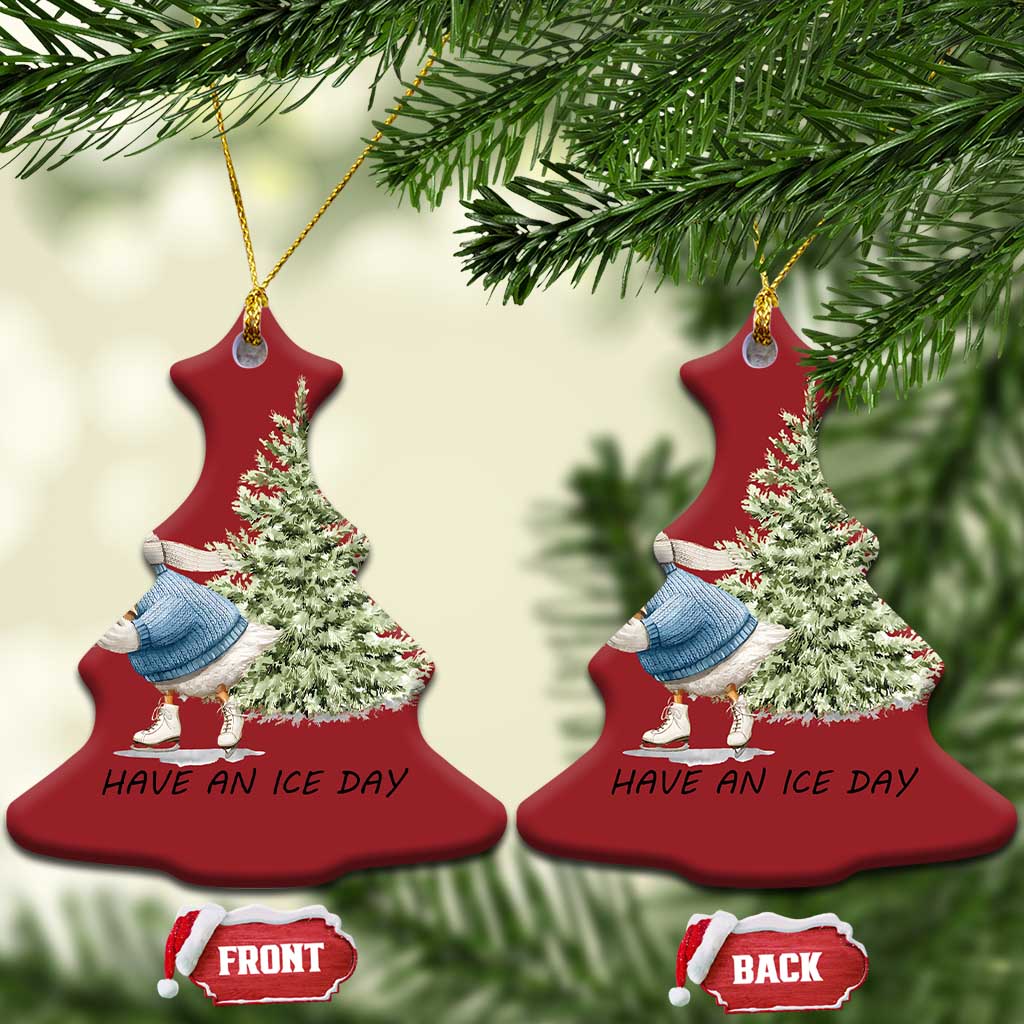 Funny Xmas Ice Skating Christmas Ornament Have An Ice Day Goose Xmas Tree TS11 Christmas Tree Red Print Your Wear