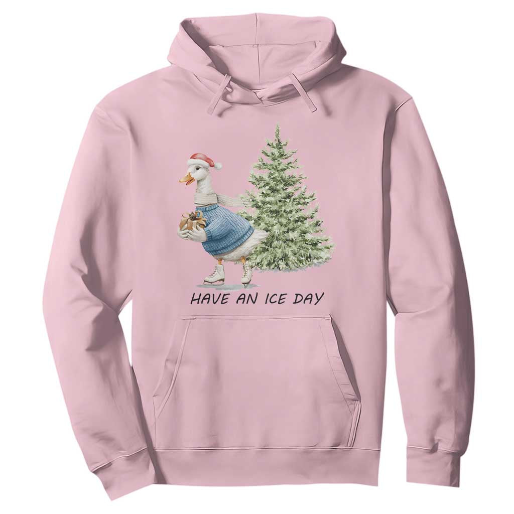 Funny Christmas Ice Skating Hoodie Have An Ice Day Goose Xmas Tree TS11 Light Pink Print Your Wear