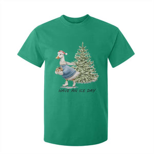 Funny Christmas Ice Skating T Shirt For Kid Have An Ice Day Goose Xmas Tree TS11 Irish Green Print Your Wear