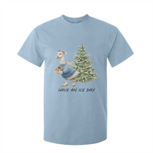 Funny Christmas Ice Skating T Shirt For Kid Have An Ice Day Goose Xmas Tree TS11 Light Blue Print Your Wear