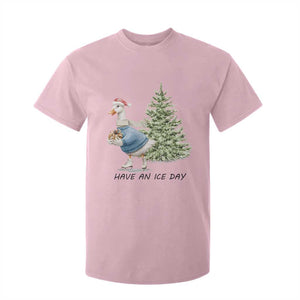 Funny Christmas Ice Skating T Shirt For Kid Have An Ice Day Goose Xmas Tree TS11 Light Pink Print Your Wear