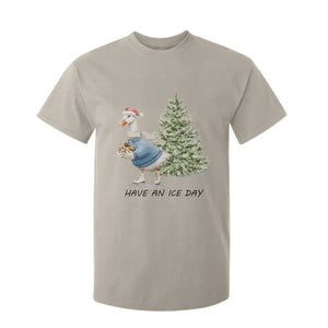 Funny Christmas Ice Skating T Shirt For Kid Have An Ice Day Goose Xmas Tree TS11 Sand Print Your Wear