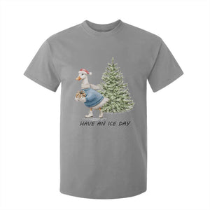 Funny Christmas Ice Skating T Shirt For Kid Have An Ice Day Goose Xmas Tree TS11 Sport Gray Print Your Wear