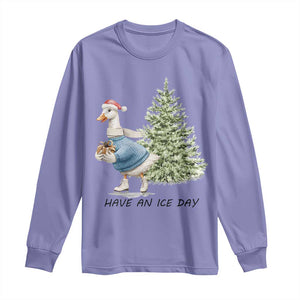 Funny Christmas Ice Skating Long Sleeve Shirt Have An Ice Day Goose Xmas Tree TS11 Violet Print Your Wear