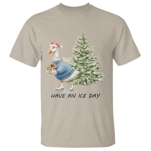 Funny Christmas Ice Skating T Shirt Have An Ice Day Goose Xmas Tree TS11 Sand Print Your Wear