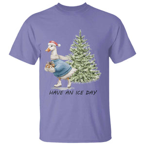 Funny Christmas Ice Skating T Shirt Have An Ice Day Goose Xmas Tree TS11 Violet Print Your Wear