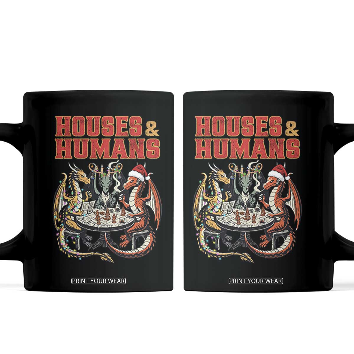Funny Rpg Christmas Game Coffee Mug Houses And Humans Tabletop Game Xmas Dragon TS11 Black Print Your Wear