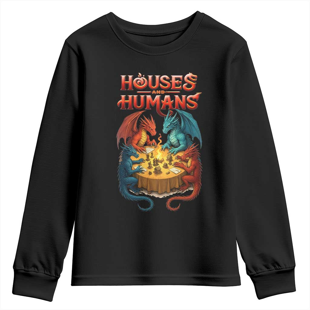 Gaming Houses and Humans Youth Sweatshirt Funny Rpg Parody Gamer TS11 Black Print Your Wear
