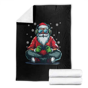 Funny Christmas Gamer Santa Claus Game Controller Throw Blanket TS11 Black Print Your Wear