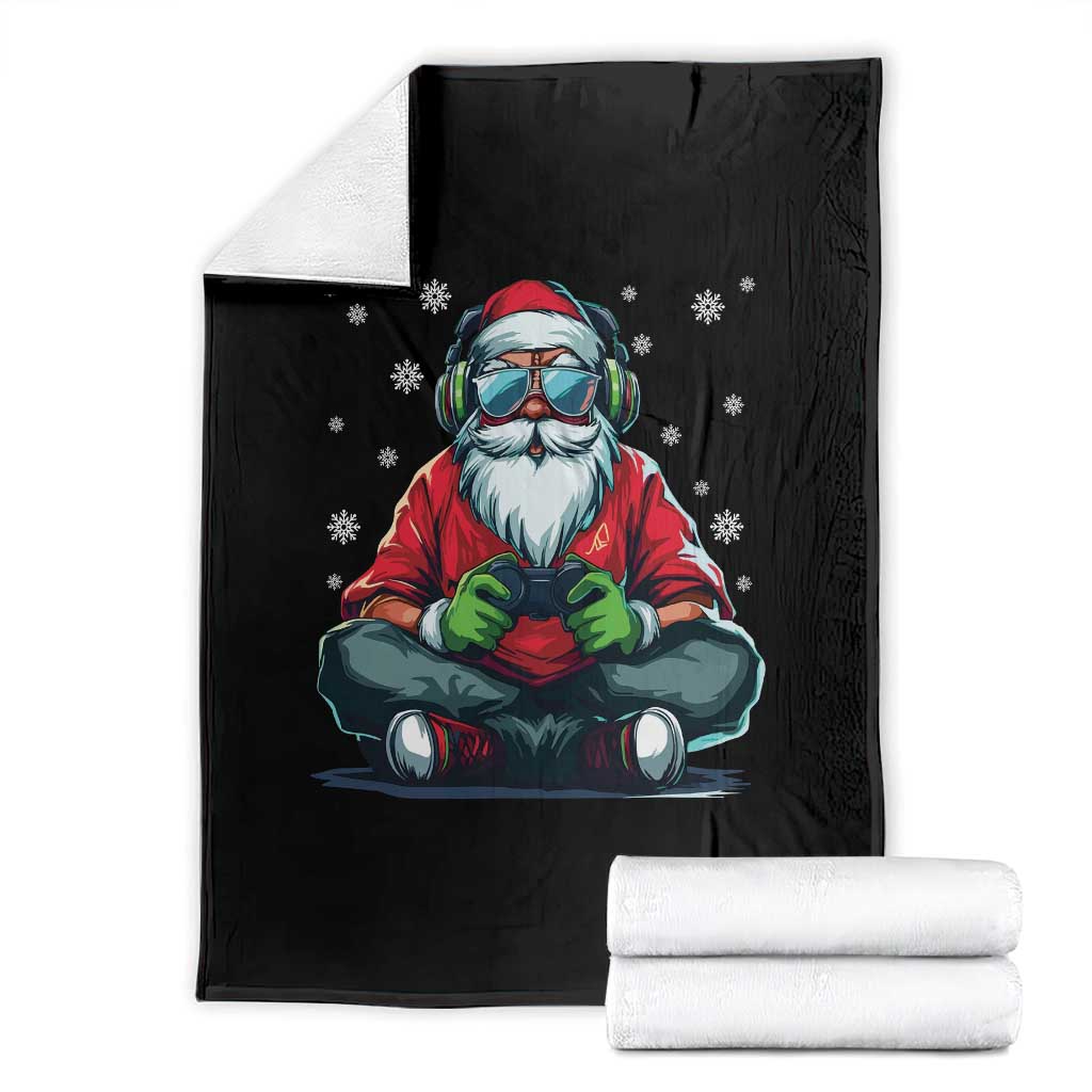 Funny Christmas Gamer Santa Claus Game Controller Throw Blanket TS11 Black Print Your Wear