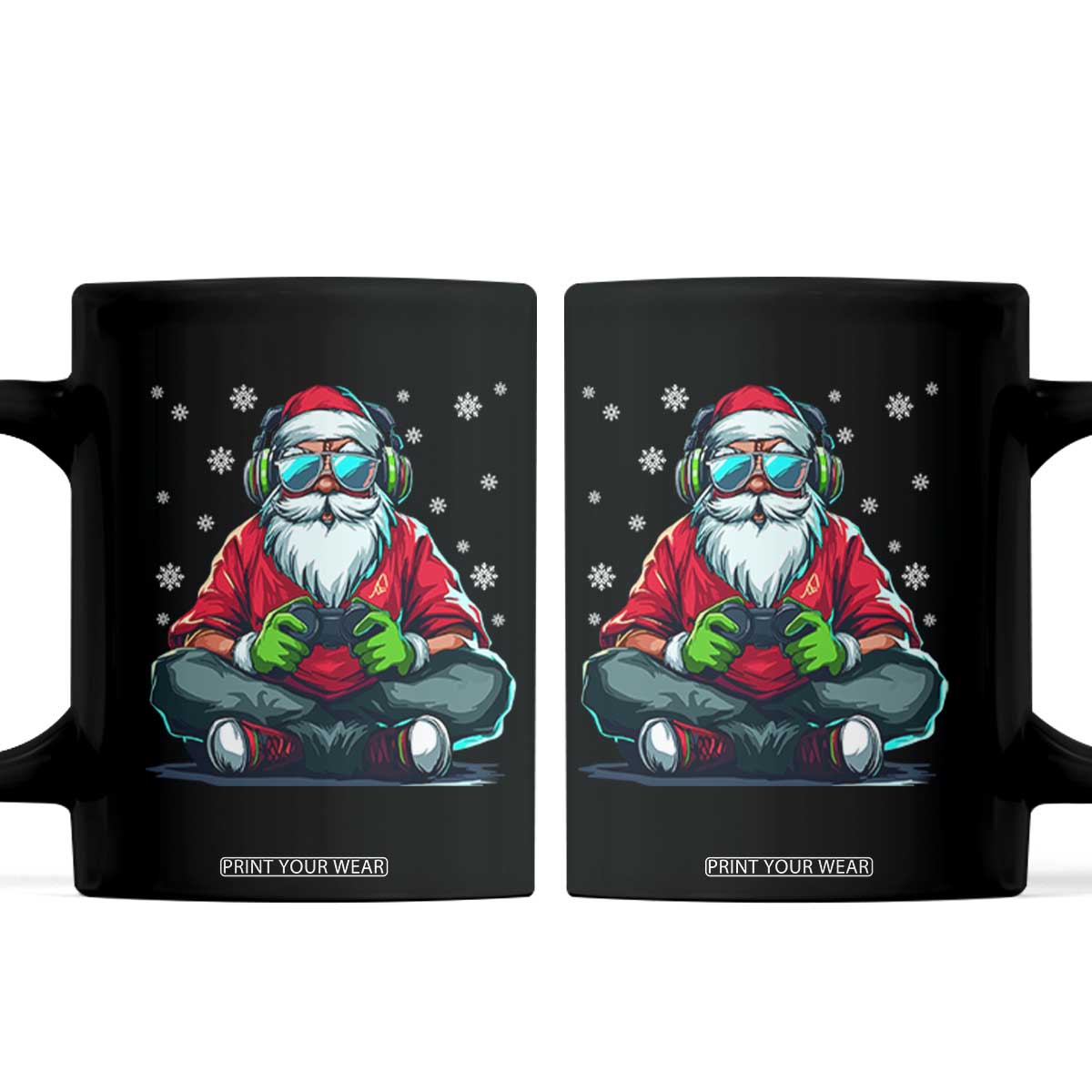 Funny Christmas Gamer Santa Claus Game Controller Coffee Mug TS11 Black Print Your Wear