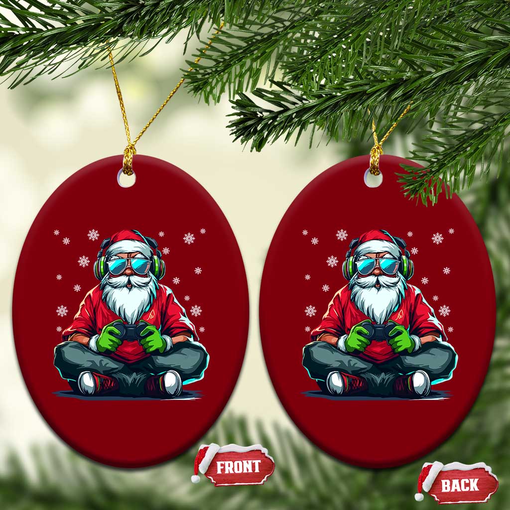 Funny Christmas Gamer Santa Claus Game Controller Ceramic Ornament TS11 Print Your Wear