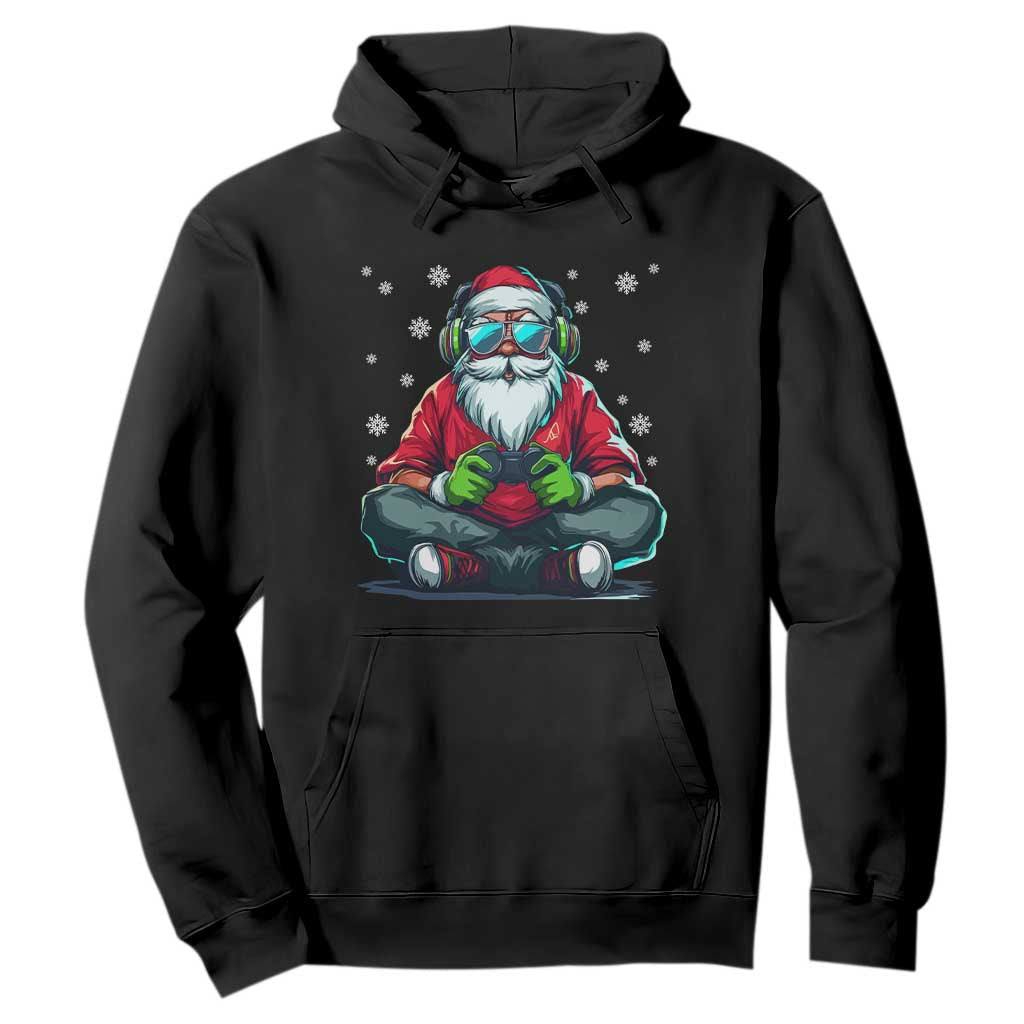 Funny Christmas Gamer Santa Claus Game Controller Hoodie TS11 Black Print Your Wear