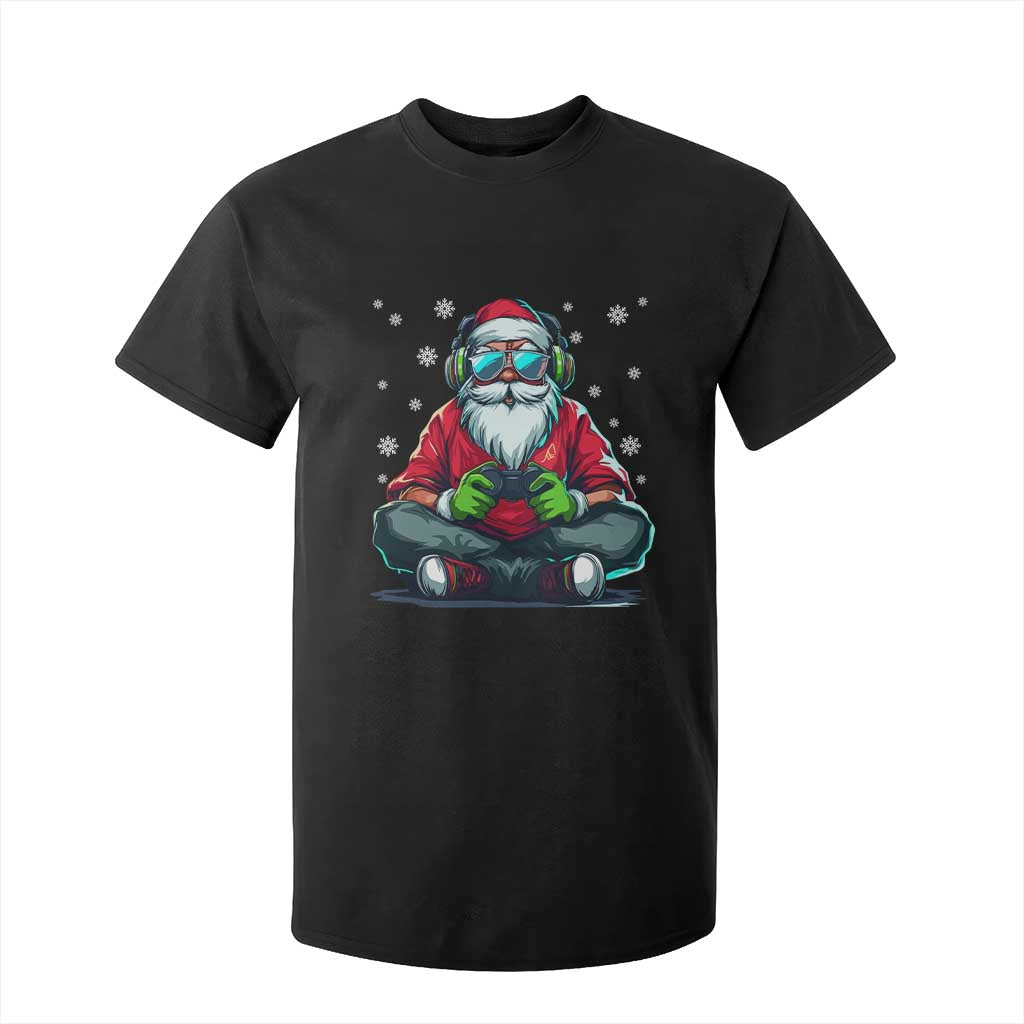 Funny Christmas Gamer Santa Claus Game Controller T Shirt For Kid TS11 Black Print Your Wear