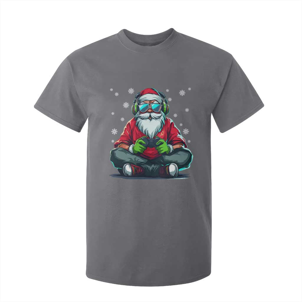 Funny Christmas Gamer Santa Claus Game Controller T Shirt For Kid TS11 Charcoal Print Your Wear