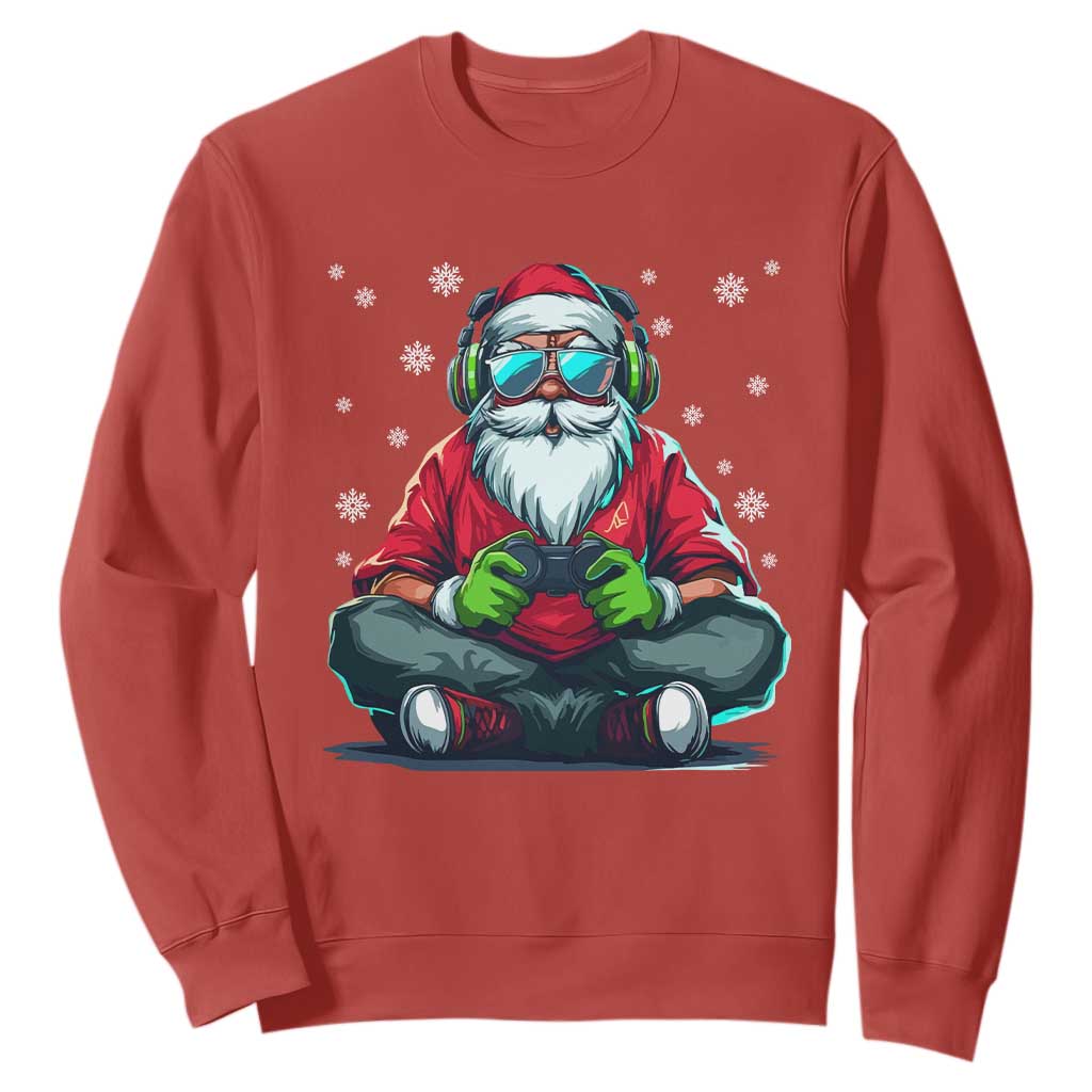 Funny Christmas Gamer Santa Claus Game Controller Sweatshirt TS11 Red Print Your Wear