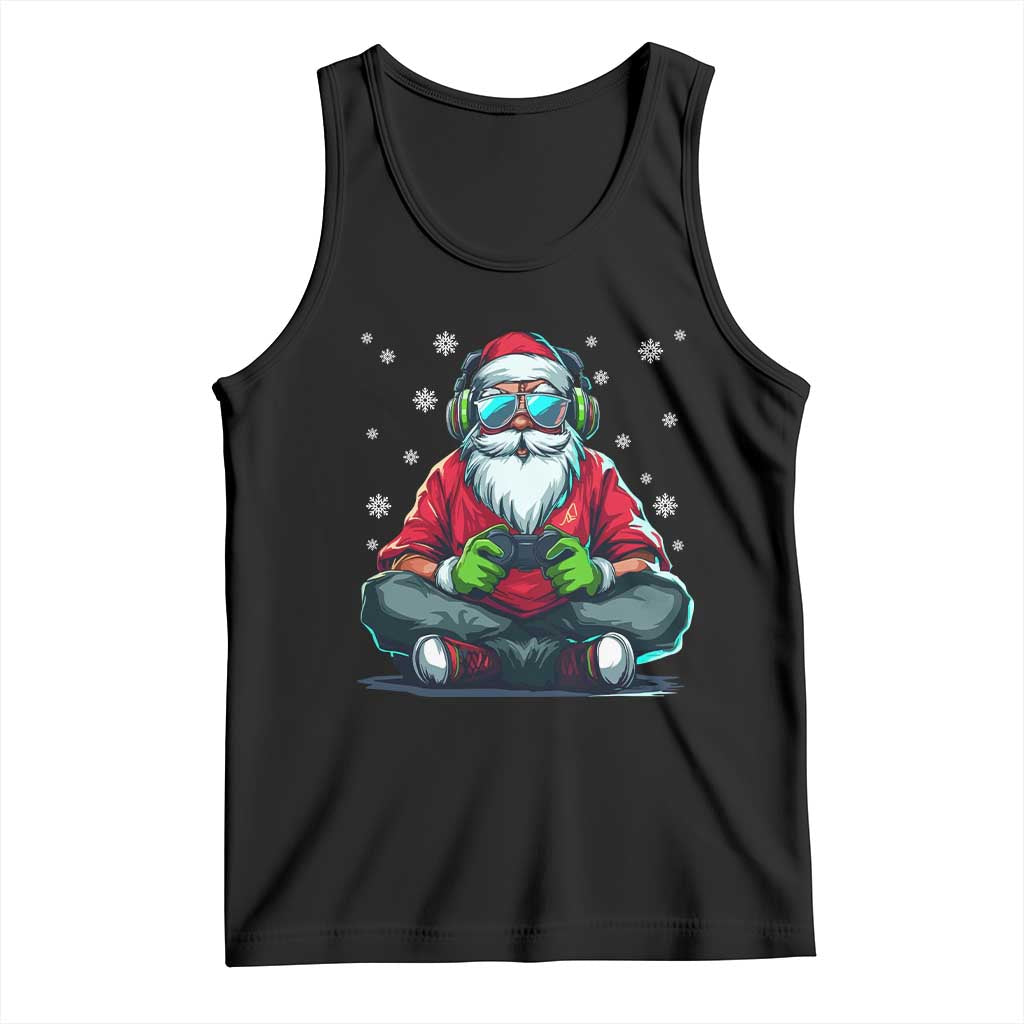 Funny Christmas Gamer Santa Claus Game Controller Tank Top TS11 Black Print Your Wear