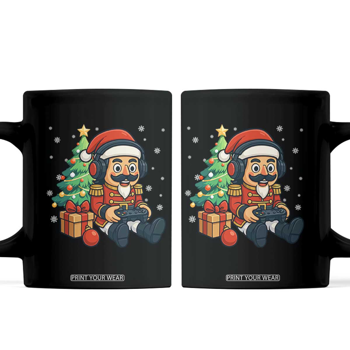 Funny Christmas Video Game Nutcracker Xmas Tree Gamer Coffee Mug TS11 Black Print Your Wear